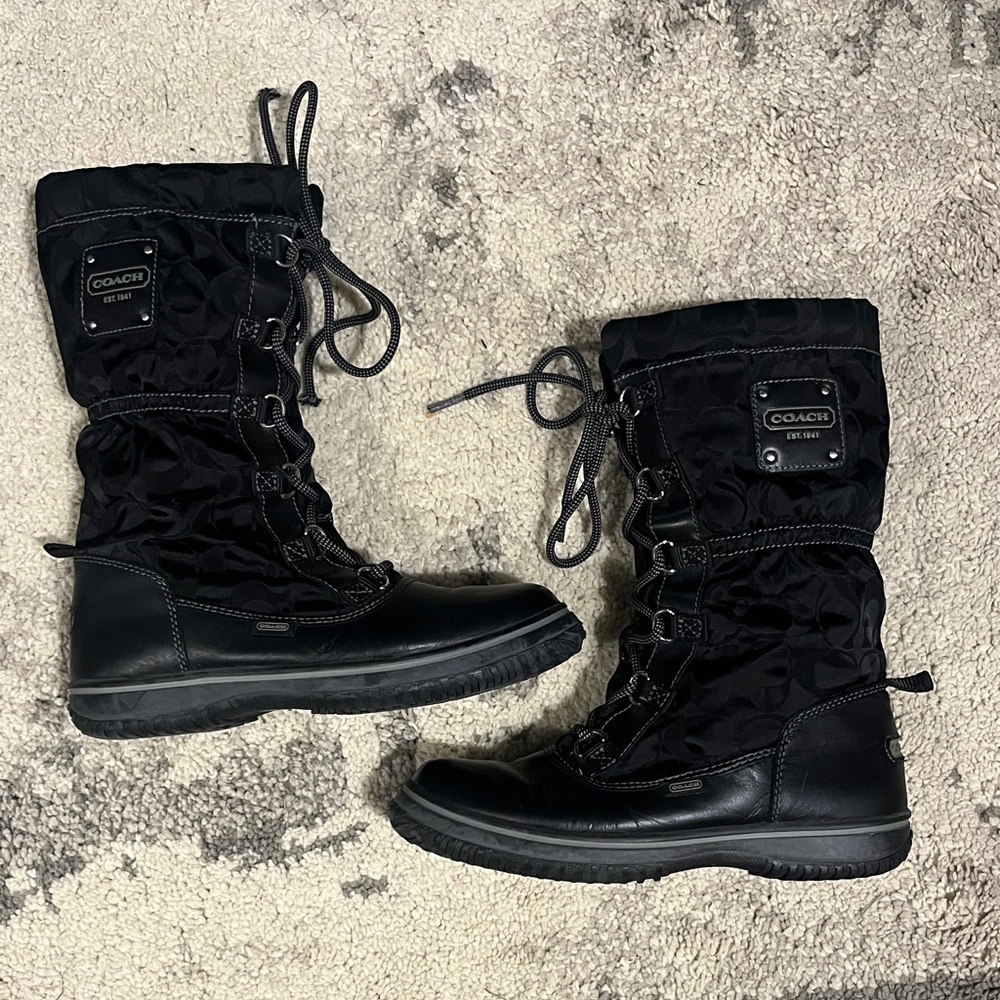 Coach Shaine Black Quilted Boots